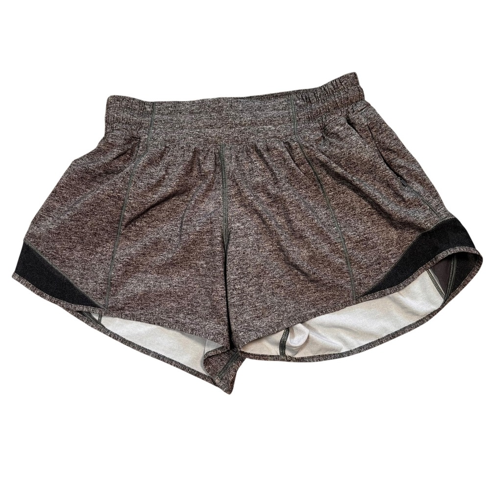 Lululemon Tracker Short V 4" Heathered Grey Running Shorts Womens 6 Tall